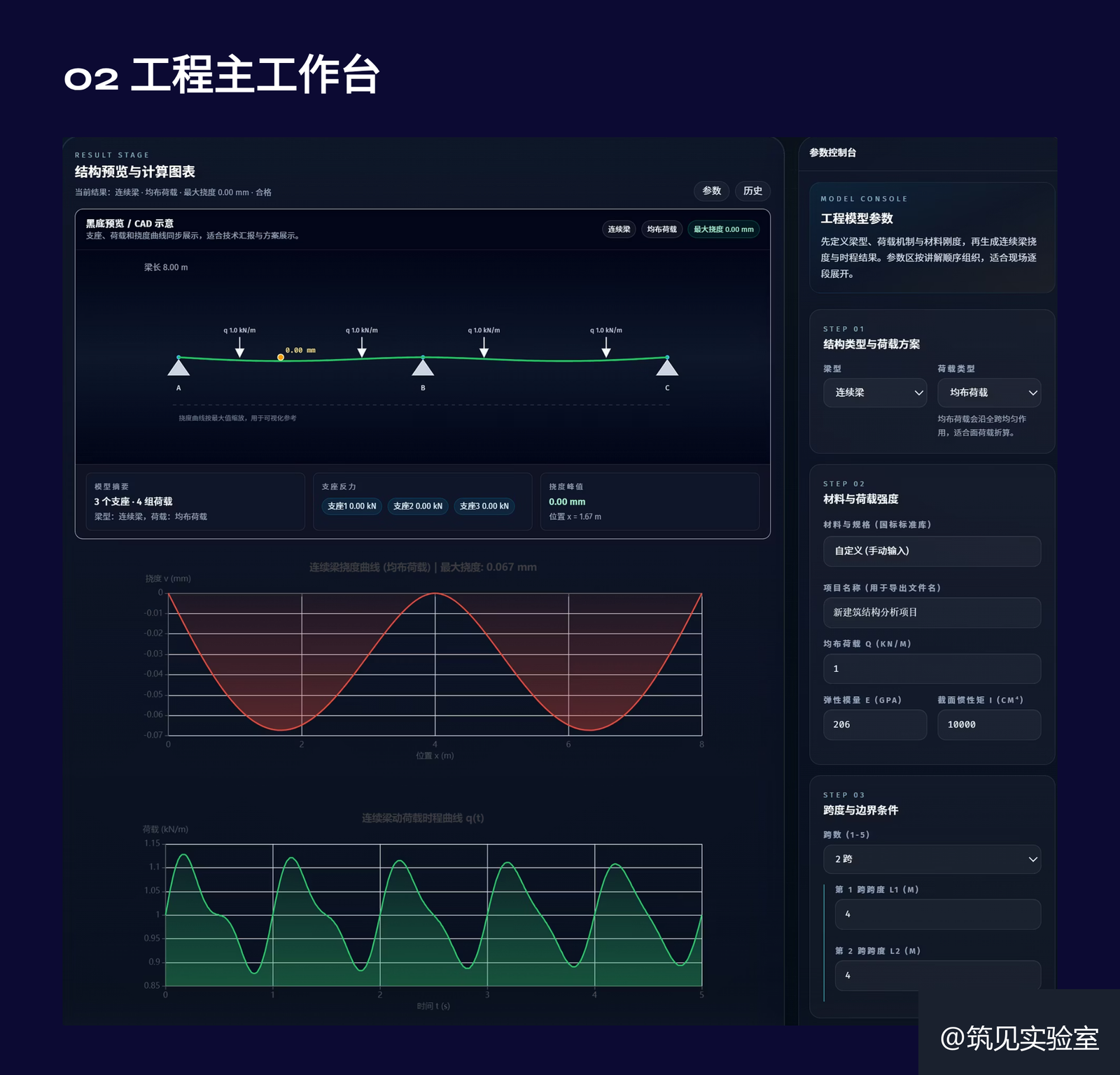 图 10  单跨梁挠度计算 Agent 实战演示（主工作台）